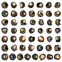 Луна 50шт самоклеящиеся наклейки из ПВХ, Украшение дневника для фотоальбома своими руками, богиня солнца и луны, луна, 30~80 мм, 50 шт / комплект