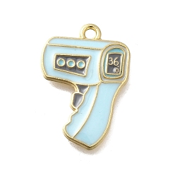 Бледно-бирюзовый Подвески из сплава с эмалью медицинской тематики, температурный пистолет очарование, золотые, бледные бирюзовая, 25x17.5x2.5 мм, отверстие : 1.8 мм
