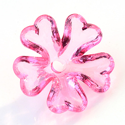 Pearl Pink Transparent Acrylic Beads, Flower, Pearl Pink, 16x17x6mm, Hole: 2mm, about 1175pcs/500g