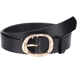 Noir Ceintures en cuir PU, avec fermoirs en alliage de ton or, noir, 1120x30.5x3.7mm
