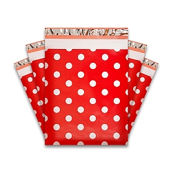 Polka Dot Прямоугольные полиэтиленовые самоклеящиеся упаковочные пакеты, красные, узор в горошек, 33x26 см, 50 шт / комплект