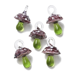 Кокосово-Коричневый Подвески лэмпворк ручной работы, неровный, гриб, кокосового коричневый, 24.5~29.5x15~18.5 мм, отверстие : 2~5 мм