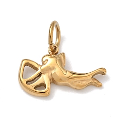 Золотой 304 подвески из нержавеющей стали, абстрактные танцовщицы очарование, золотые, 11.5x19x3 мм, Перейти кольцо: 7x1 мм, внутренний диаметр: 5 мм