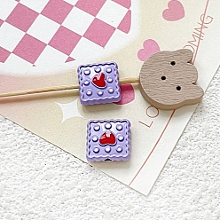 Средний Фиолетовый Эмалированные бусины из сплава ко Дню святого Валентина, квадрат с сердцем, средне фиолетовый, 11x11 мм, отверстие : 1.8 мм