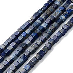 Lapis Lazuli Natural Lapis Lazuli Beads Strands, Cube, 4x4x4mm, Hole: 0.7mm, about 85pcs/Strand, 15.2 inch(38.5cm)