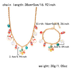 Снежинка Рождественские комплекты ожерелий и браслетов с подвесками из сплава, стекла, пластика и полимерной глины, золотые, снежинка, снежинка, колье: 14.96 дюйм (38 см)