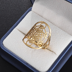 Золотой Ирландский узел Кейт 304 полые манжетные кольца из нержавеющей стали, для женщин, геометрия, золотые, внутренний диаметр: 16~19 мм