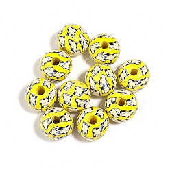 Cat Shape Древесина европейского бисера, круглые, желтые, форма кошки, 16 мм, отверстие : 4 мм, 10 шт / комплект