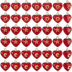 Золотой 45шт 3 стили латунные стеклянные подвески в форме сердца, с золотой железной петлей, золотые, 16~17x15x8.5 мм, отверстие : 2 мм, 15 шт / стиль