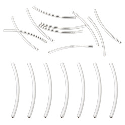 Серебро 10шт. изогнутая трубка 925 бусины из стерлингового серебра, серебряные, 24~26x1.5 мм, отверстие : 1 мм