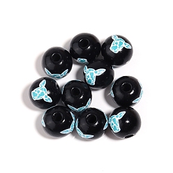 Темно-Голубой Печатные деревянные бусины, коровья рука, глубокое синее небо, 16 мм, 10 шт / комплект