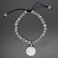 Хрусталь Браслеты из натуральных кристаллов кварца, плетеные из бисера, Плоские круглые браслеты с подвесками в виде флакона для духов с эфирным маслом, внутренний диаметр: 2-3/8 дюйм (6 см)