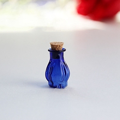 Королевский синий Миниатюрные стеклянные бутылки, с пробками, пустые бутылки желаний, для аксессуаров для кукольного домика, изготовление ювелирных изделий, королевский синий, 18x22 мм