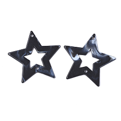 Black Acrylic Links, Imitation Gemstone Style, Star, Black, 42.5x44.5x2.5mm, Hole: 2mm, about 235pcs/500g