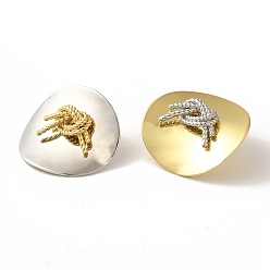 Другие Серьги-пусеты из латуни с микропаве и прозрачным фианитом, без кадмия и без свинца, долговечный, узел, платина и настоящее 18 к позолота, узел, 30x27 мм