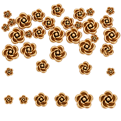 Oro 30 piezas 3 estilos 304 cuentas de acero inoxidable, rosa, dorado, 5~10x5~10x3~6 mm, agujero: 0.8~1.4 mm, 10 piezas / estilo