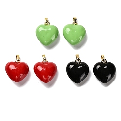 (52) Непрозрачная лаванда Латунь эмаль подвески, шарма сердца, долговечный, без кадмия и без свинца, стойки покрытие, реальный 18 k позолоченный, разноцветные, 23.5x21.5x10 мм, отверстие : 6x4 мм