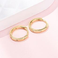 Золотой 925 Серьги-кольца из стерлингового серебра с микропаве и прозрачными фианитами, золотые, 13x2 мм