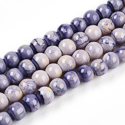 Средний Фиолетовый Выпечки нарисованных стеклянных бусин прядей, имитировать фарфоровые бусины, круглые, средне фиолетовый, 4~4.5 мм, отверстие : 0.8 мм, около 201~212 шт / нитка, 31.50~33.07 дюйм (80~84 см)