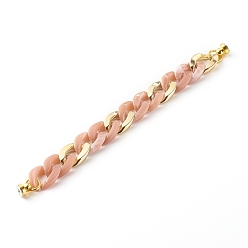 Dark Salmon Acrylic & CCB Plastic Curb Chain Phone Case Chain, Anti-Slip Phone Finger Strap, Phone Grip Holder for DIY Phone Case Decoration, Golden, Dark Salmon, 18cm