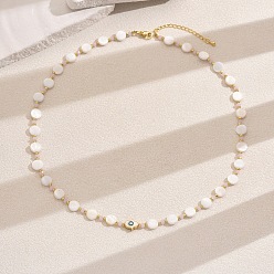 Белый Ожерелье в стиле бохо из натуральных ракушек, латуни и стеклянных бусин «хамса» для женщин на время отпуска и вечеринки, золотые, белые, 19.69 дюйм (50 см)