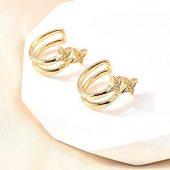 Настоящее золото 18K Латунные серьги-манжеты из прозрачного кубического циркония, звезда, реальный 18 k позолоченный, 16.5x11.5x11 мм