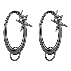 Черный Цвет Металла 2шт. сплав пружинных затворных колец, овальные со звездой, металлический черный , 94x49x8.5 мм