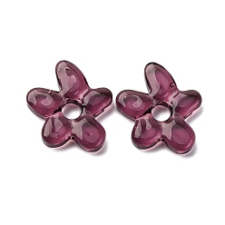 Фиолетовый Бусины лэмпворк , цветок, фиолетовые, 18x17x4 мм, отверстие : 3.7 мм