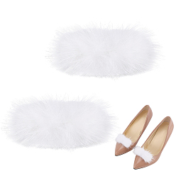 Белый Заколки для обуви из норковой шерсти, съемные украшения для обуви из сплава, прямоугольные, белые, 68~69x32~34x9.5 мм