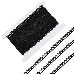 Черный 15 ярдов полиэстеровых кружевных отделок, цветок, чёрные, 3/8 дюйм (9 мм)