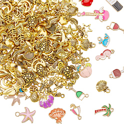 Античное Золото 174 шт. Подвески из сплава в тибетском стиле, античное золото , 8~22x7~22.5x1.3~4.2 мм, отверстие : 0.8~2.5 мм