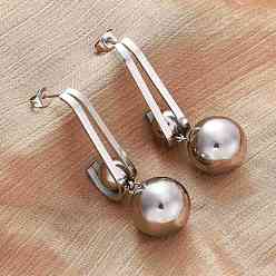 Нержавеющая Сталь Цвет 304 круглые серьги-гвоздики из нержавеющей стали, цвет нержавеющей стали, 47.5x14 мм