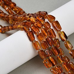 Шоколадный Янтарные шарики нити, прямоугольные, с бисером, цвет шоколада, 5.5~9x5~6x4~6 мм, отверстие : 0.6~0.7 мм, около 46~47 шт / нитка, 14.76''~15.12'' (37.5~38.4 см)