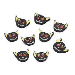Black Halloween Handmade Polymer Clay Cabochons, Polymer Clay Slices for Resin Crafts & DIY Projects, Ghost, Black, 8~11x12~13x1.5mm, about 4700pcs/1000g