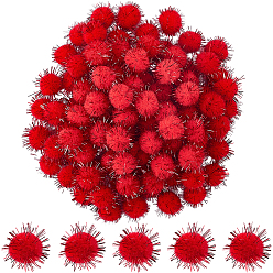 Cramoisi 120 pièces de pompons faits main pour la création de poupées artisanales, avec cordon métallique, cramoisi, 20mm