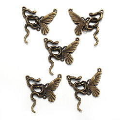 Античная Бронза Сплав ссылки люстра компонент, бабочка, античная бронза, 28x26 мм, отверстие : 1 мм