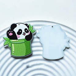 Зеленый лайм Панда акриловые подвески, зеленый лайм, 36x32 мм