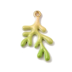 Зеленый Подвески из эмали и сплава, коралловые чары, долговечный, золотые, зелёные, 22x13.5x2 мм, отверстие : 1.2 мм