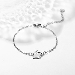 Stainless Steel Color 304 Stainless Steel Coffee Cup Link Bracelets, Cable Chain Bracelets for Women, Tarnish Free, Stainless Steel Color, 6.69 inch(17cm)