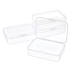 White Transparent Plastic Bead Containers, with Hinged Lids, Flip Cover, Rectangle, White, 12.7x8.8x3.5cm, Inner Size:12.2x8.4cm