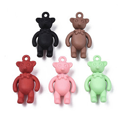 (52) Непрозрачная лаванда Подвески из сплава, окрашенные распылением, без кадмия, без никеля и без свинца, медведь, разноцветные, 25x14x8 мм, отверстие : 1.6 мм