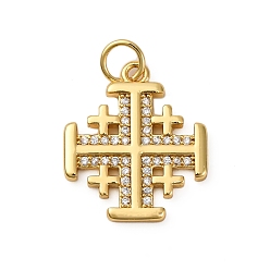 Настоящее золото 18K Латунные микро проложить кубического циркония подвески, крестик, с целью перехода в кольце, долговечный, без кадмия и без свинца, стойки покрытие, реальный 18 k позолоченный, 18.5x16x2 мм, отверстие : 3 мм