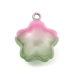 Sea Green Brass Bell Pendants, Cherry Blossom Shape, Sea Green, 25x21x16.5mm, Hole: 3mm