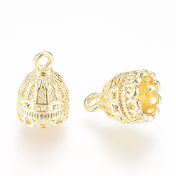 Light Gold Rack Plating Alloy Pendant Bail Rhinestone Settings, Tassel Cap Bail, Cadmium Free & Lead Free, Light Gold, Fit For 1mm Rhinestone, 17x12mm, Hole: 1~2mm