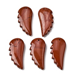 Красный Камень Природные красной яшмы подвески, крылатые прелести, 43~43.5x20~20.5x18~18.5 мм, отверстие : 1.5 мм