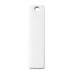 Stainless Steel Color 304 Stainless Steel Pendants, Rectangle Charms, Stamping Blank Tag, Stainless Steel Color, 40x9x1mm, Hole: 3mm