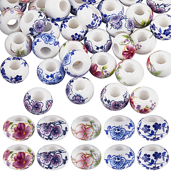 (52) Непрозрачная лаванда 60шт. фарфоровые бусины ручной работы европейского производства, рондель, разноцветные, 14x9 мм, отверстие : 5.5 мм, 12 ПК / цветов, 5 цветов