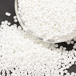 White 12/0 Glass Seed Beads, Grade A, Round, Opaque Colours, White, 1.8~2.0mm, Hole: 0.8mm, about 28000pcs/pound