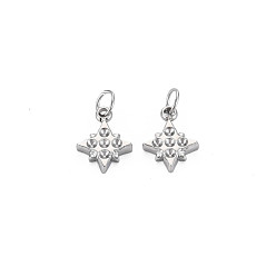 Stainless Steel Color Tarnish Resistant 304 Stainless Steel Pendant Rhinestone Settings, with Jump Rings, Star, Stainless Steel Color, Fit For 1.2mm Rhinestone, 10x8x2mm, Jump Ring: 4x0.5mm, 2.5mm inner diameter