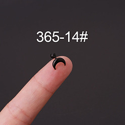 Letter V 316l серьги из хирургической нержавеющей стали для хряща, чёрные, двойной рог, 6 мм, штифты : 0.8 мм